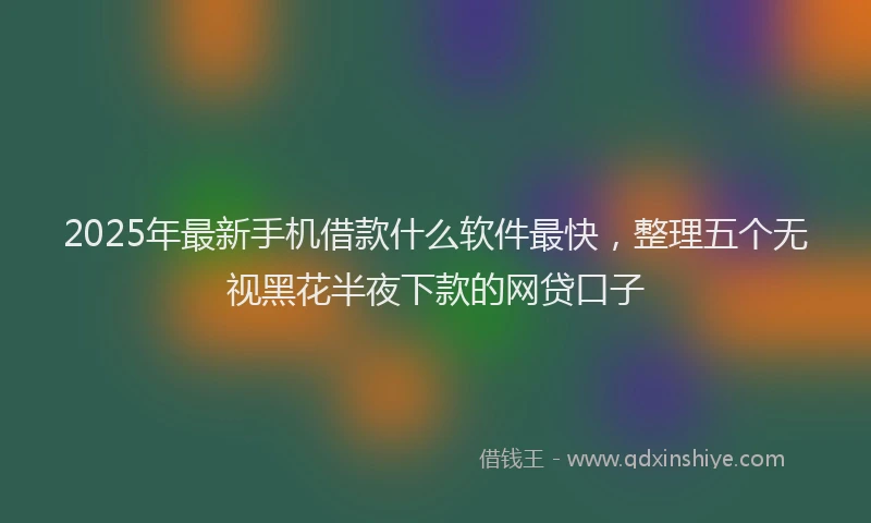 2025年最新手机借款什么软件最快，整理五个无视黑花半夜下款的网贷口子