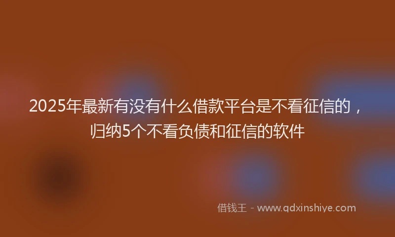 2025年最新有没有什么借款平台是不看征信的，归纳5个不看负债和征信的软件