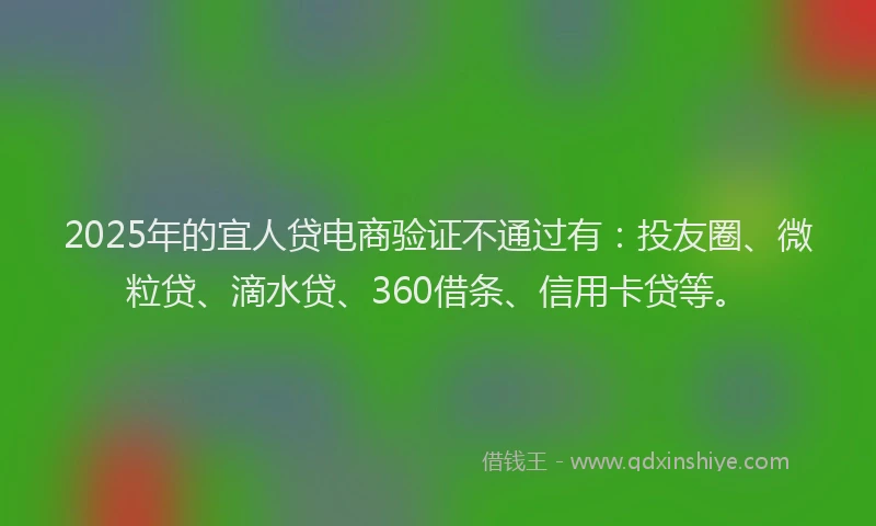 2025年的宜人贷电商验证不通过有：投友圈、微粒贷、滴水贷、360借条、信用卡贷等。