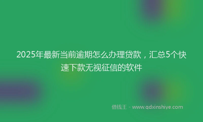 2025年最新当前逾期怎么办理贷款，汇总5个快速下款无视征信的软件