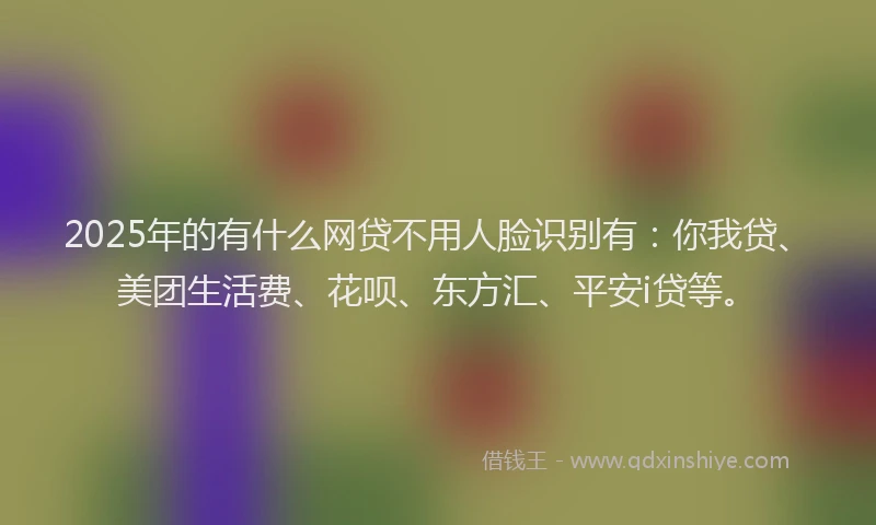 2025年的有什么网贷不用人脸识别有：你我贷、美团生活费、花呗、东方汇、平安i贷等。