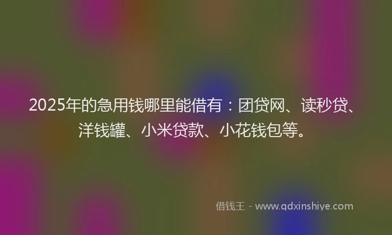 2025年的急用钱哪里能借有：团贷网、读秒贷、洋钱罐、小米贷款、小花钱包等。
