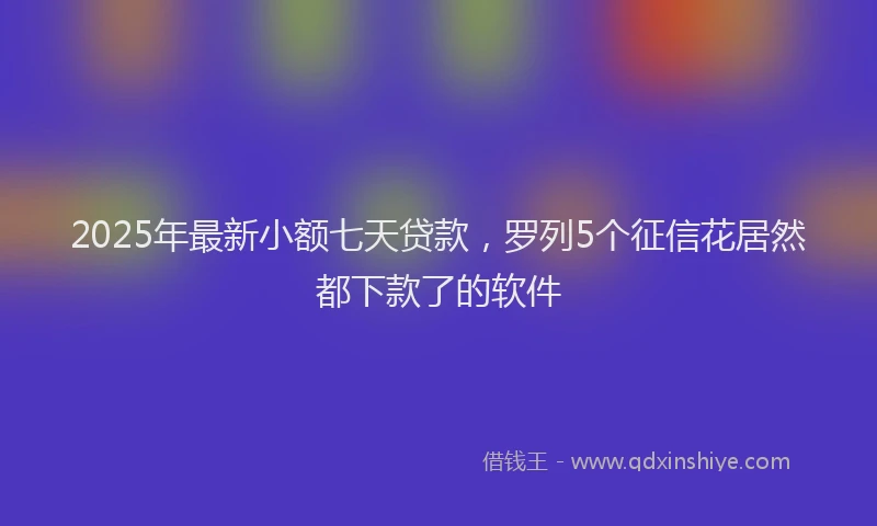 2025年最新小额七天贷款，罗列5个征信花居然都下款了的软件