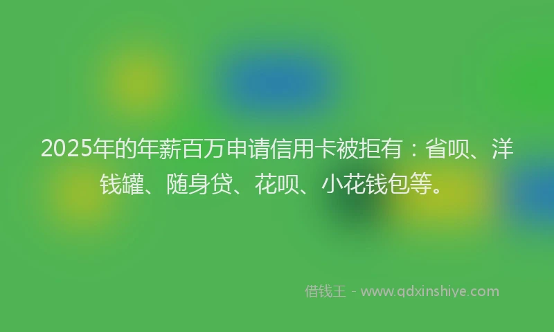 2025年的年薪百万申请信用卡被拒有：省呗、洋钱罐、随身贷、花呗、小花钱包等。