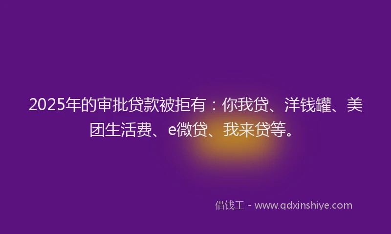 2025年的审批贷款被拒有：你我贷、洋钱罐、美团生活费、e微贷、我来贷等。