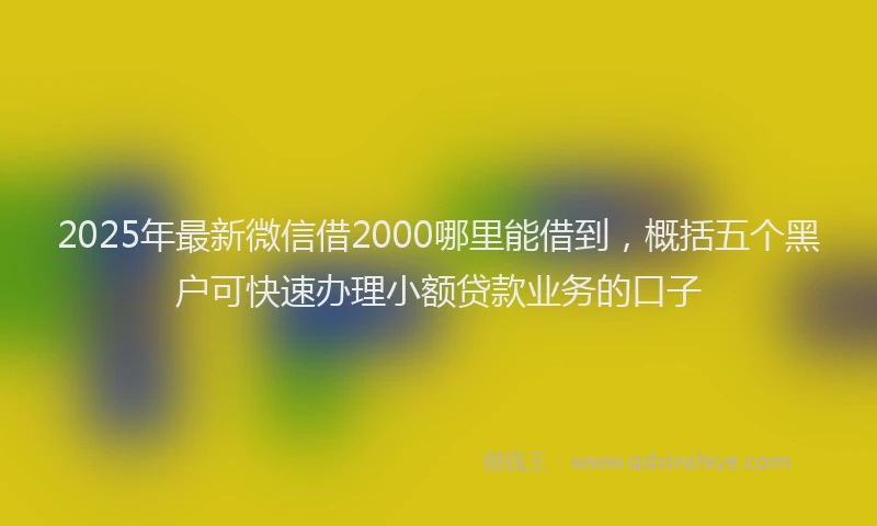 2025年最新微信借2000哪里能借到，概括五个黑户可快速办理小额贷款业务的口子