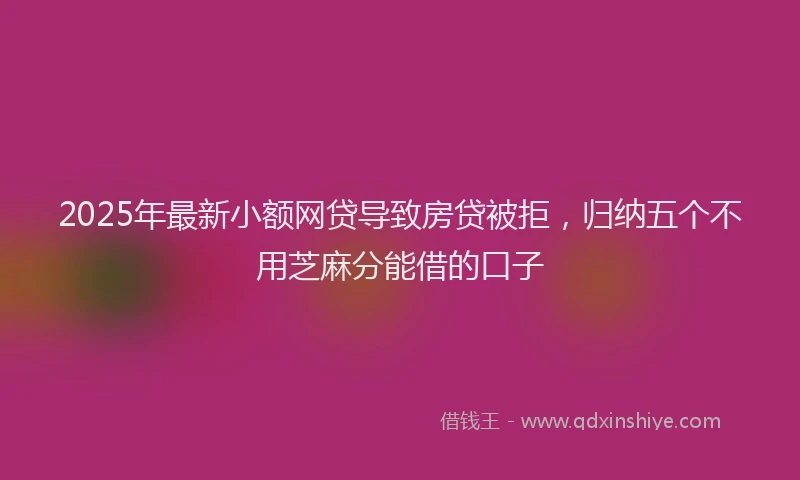 2025年最新小额网贷导致房贷被拒，归纳五个不用芝麻分能借的口子