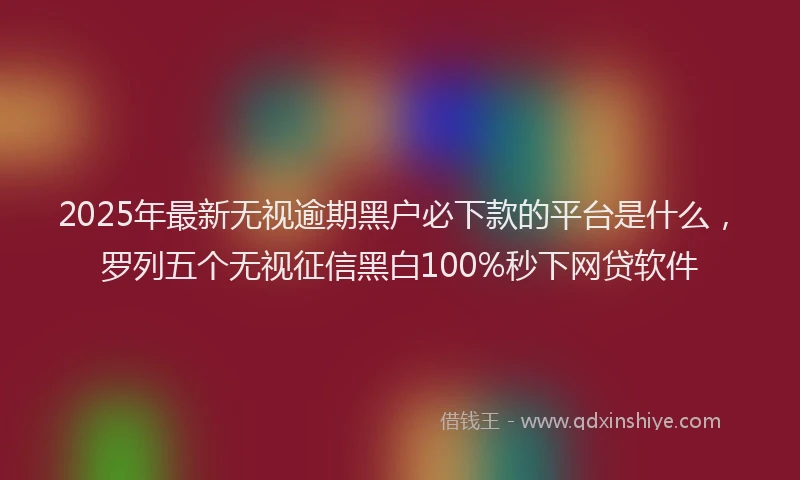 2025年最新无视逾期黑户必下款的平台是什么，罗列五个无视征信黑白100%秒下网贷软件