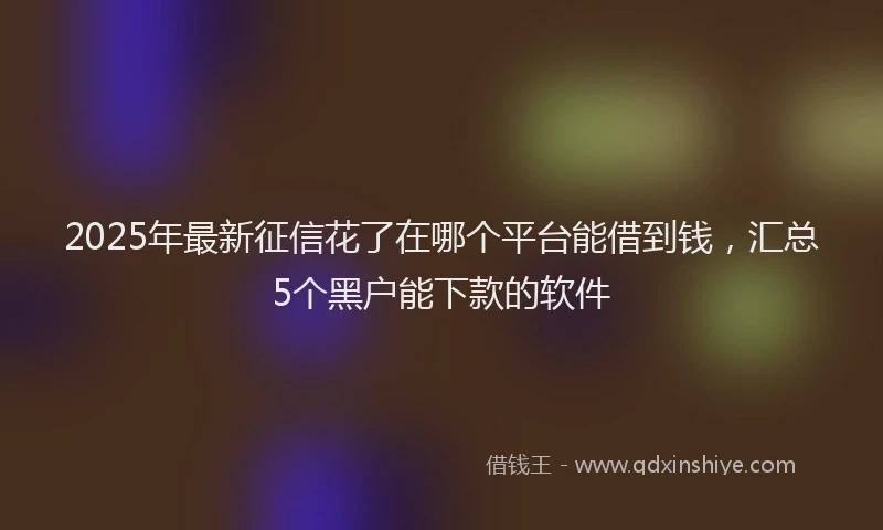 2025年最新征信花了在哪个平台能借到钱，汇总5个黑户能下款的软件