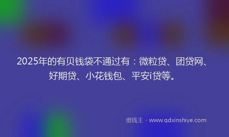 2025年的有贝钱袋不通过有：微粒贷、团贷网、好期贷、小花钱包、平安i贷等。