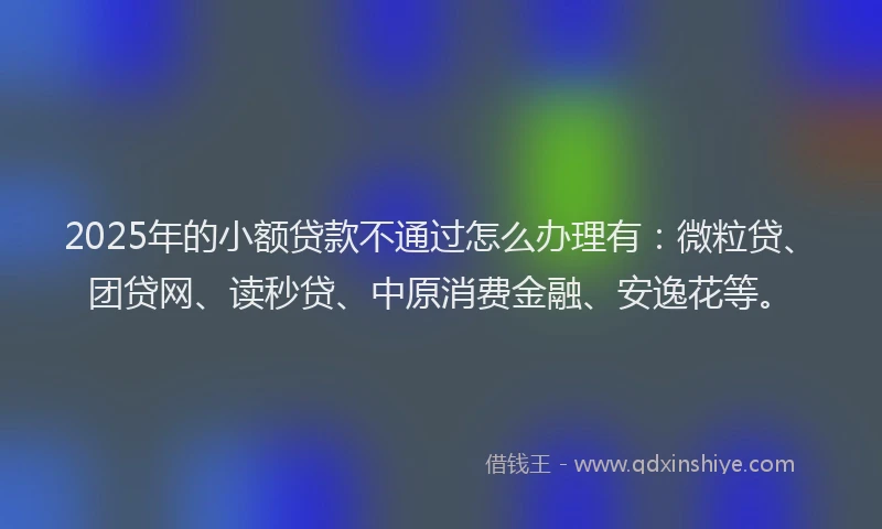 2025年的小额贷款不通过怎么办理有：微粒贷、团贷网、读秒贷、中原消费金融、安逸花等。