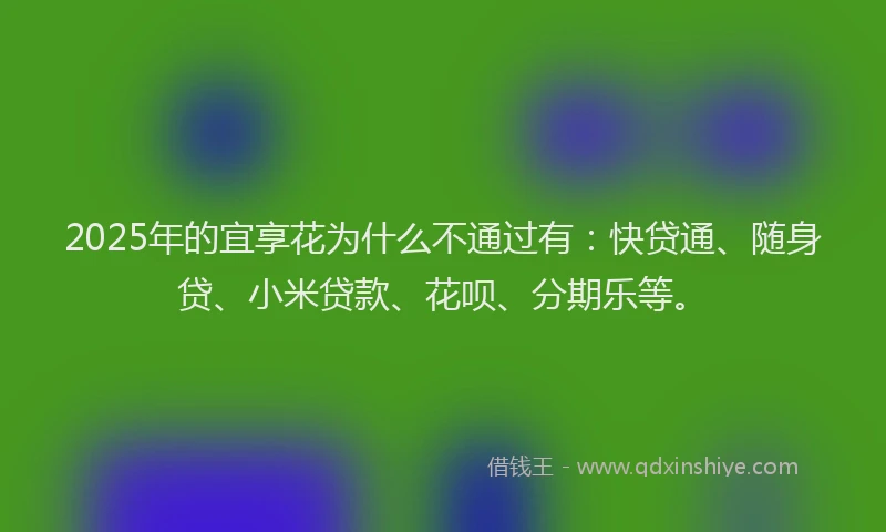 2025年的宜享花为什么不通过有：快贷通、随身贷、小米贷款、花呗、分期乐等。