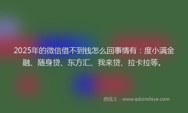 2025年的微信借不到钱怎么回事情有：度小满金融、随身贷、东方汇、我来贷、拉卡拉等。