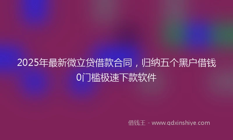 2025年最新微立贷借款合同，归纳五个黑户借钱0门槛极速下款软件