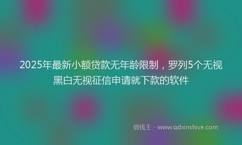 2025年最新小额贷款无年龄限制，罗列5个无视黑白无视征信申请就下款的软件