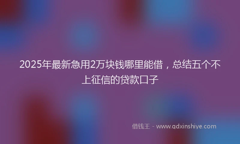 2025年最新急用2万块钱哪里能借，总结五个不上征信的贷款口子