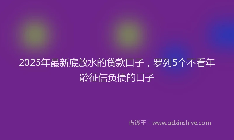2025年最新底放水的贷款口子，罗列5个不看年龄征信负债的口子