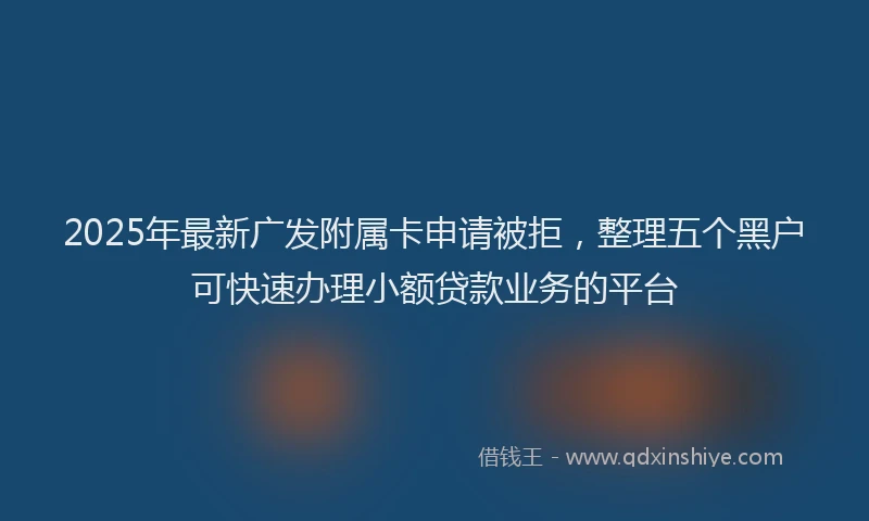 2025年最新广发附属卡申请被拒，整理五个黑户可快速办理小额贷款业务的平台