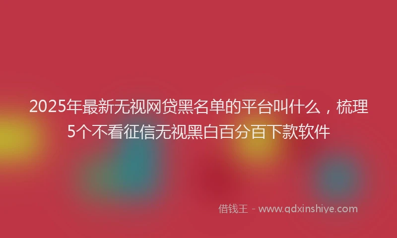 2025年最新无视网贷黑名单的平台叫什么，梳理5个不看征信无视黑白百分百下款软件