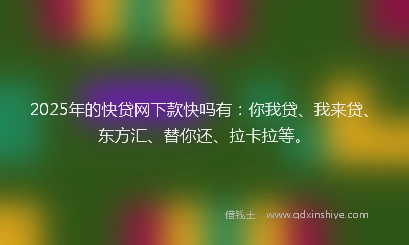 2025年的快贷网下款快吗有：你我贷、我来贷、东方汇、替你还、拉卡拉等。