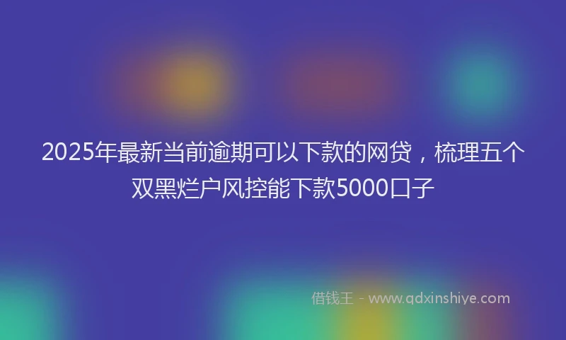 2025年最新当前逾期可以下款的网贷，梳理五个双黑烂户风控能下款5000口子