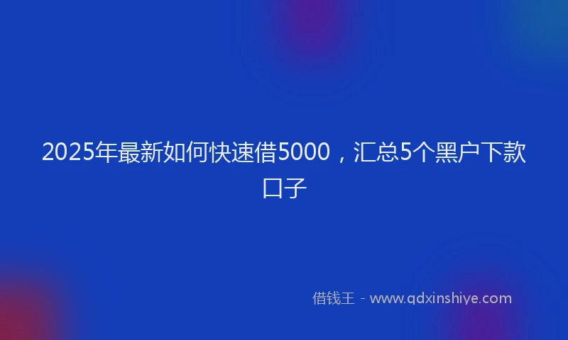 2025年最新如何快速借5000，汇总5个黑户下款口子
