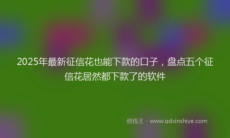 2025年最新征信花也能下款的口子，盘点五个征信花居然都下款了的软件