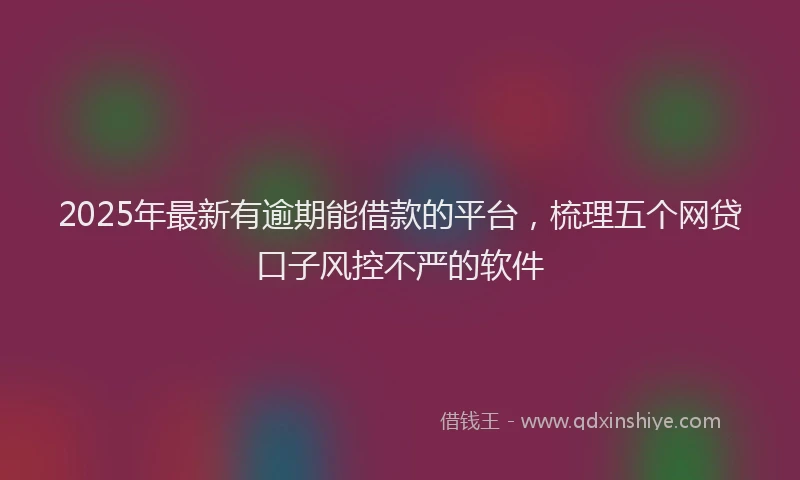 2025年最新有逾期能借款的平台，梳理五个网贷口子风控不严的软件