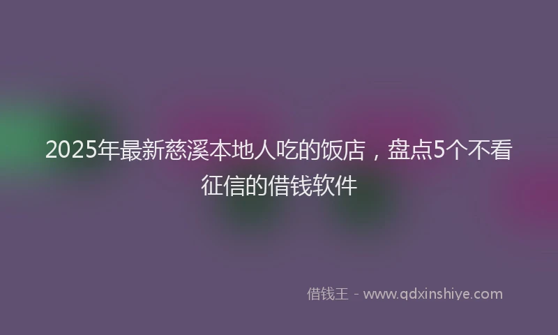 2025年最新慈溪本地人吃的饭店，盘点5个不看征信的借钱软件