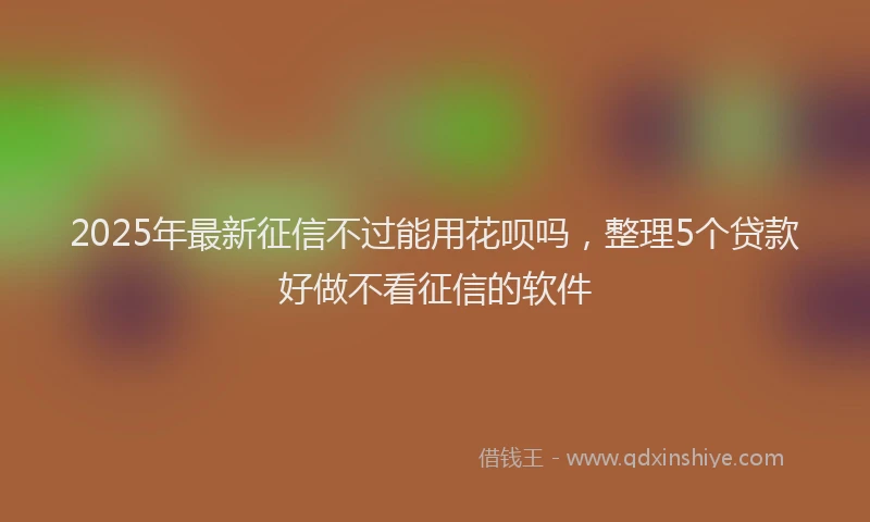 2025年最新征信不过能用花呗吗，整理5个贷款好做不看征信的软件