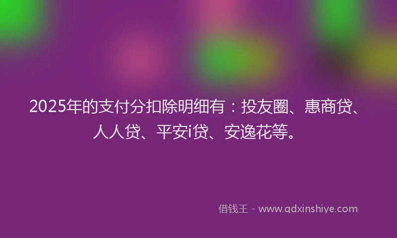 2025年的支付分扣除明细有：投友圈、惠商贷、人人贷、平安i贷、安逸花等。