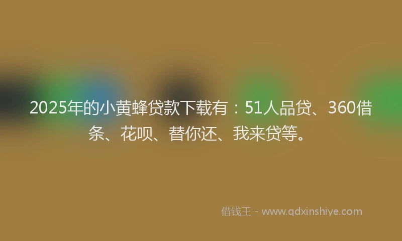 2025年的小黄蜂贷款下载有：51人品贷、360借条、花呗、替你还、我来贷等。