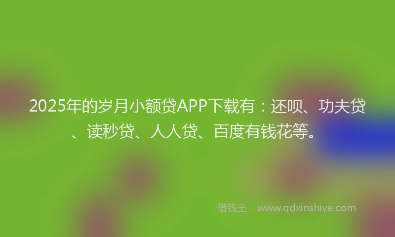 2025年的岁月小额贷APP下载有：还呗、功夫贷、读秒贷、人人贷、百度有钱花等。