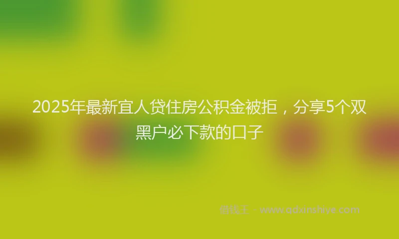 2025年最新宜人贷住房公积金被拒，分享5个双黑户必下款的口子