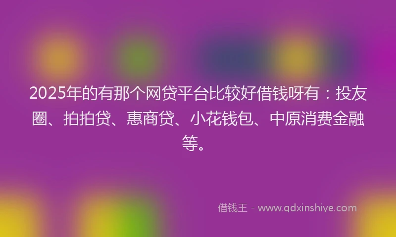 2025年的有那个网贷平台比较好借钱呀有：投友圈、拍拍贷、惠商贷、小花钱包、中原消费金融等。