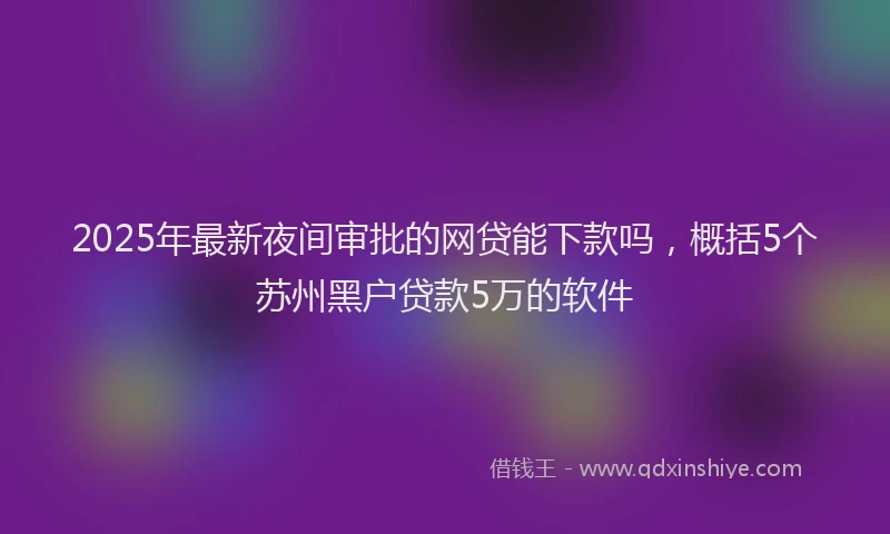 2025年最新夜间审批的网贷能下款吗，概括5个苏州黑户贷款5万的软件