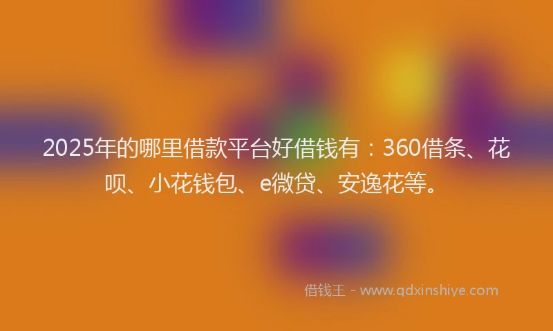 2025年的哪里借款平台好借钱有：360借条、花呗、小花钱包、e微贷、安逸花等。