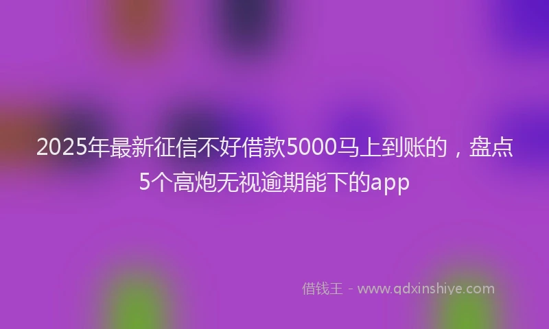 2025年最新征信不好借款5000马上到账的，盘点5个高炮无视逾期能下的app