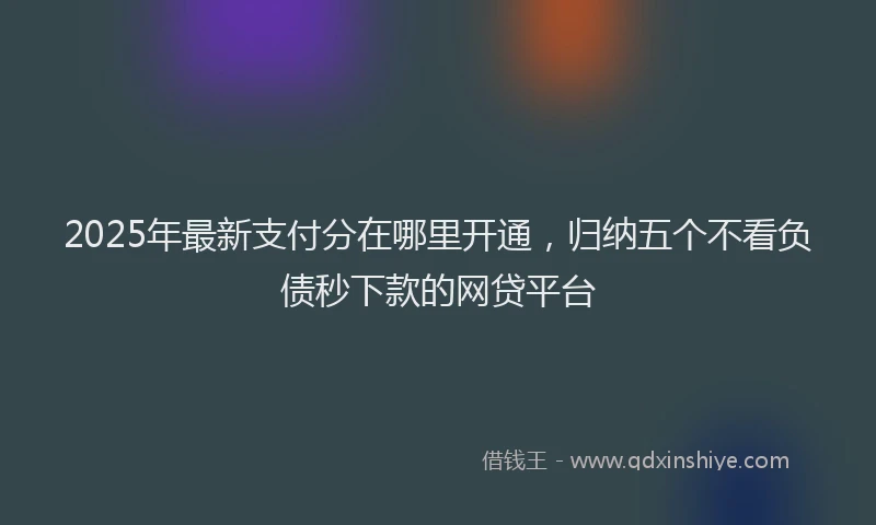 2025年最新支付分在哪里开通，归纳五个不看负债秒下款的网贷平台
