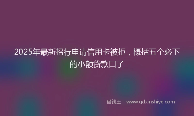 2025年最新招行申请信用卡被拒，概括五个必下的小额贷款口子