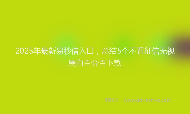 2025年最新易秒借入口，总结5个不看征信无视黑白百分百下款