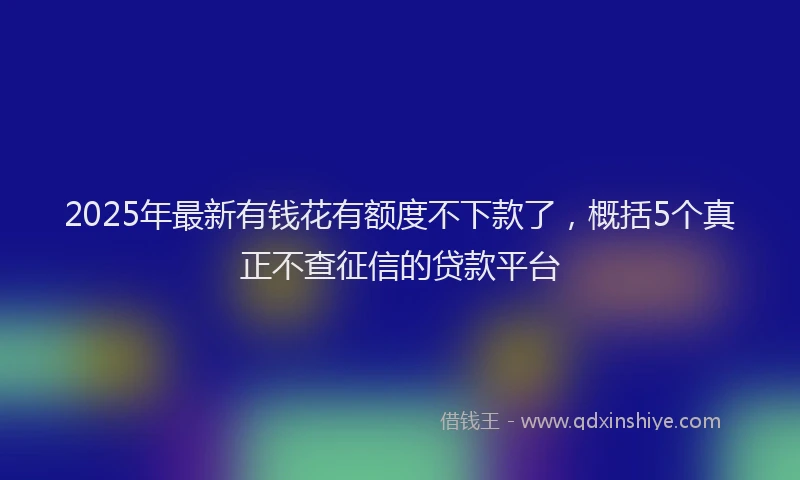 2025年最新有钱花有额度不下款了，概括5个真正不查征信的贷款平台