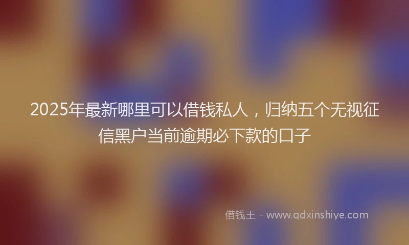 2025年最新哪里可以借钱私人，归纳五个无视征信黑户当前逾期必下款的口子