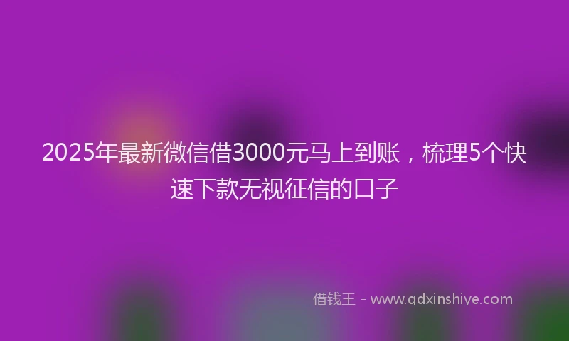 2025年最新微信借3000元马上到账，梳理5个快速下款无视征信的口子