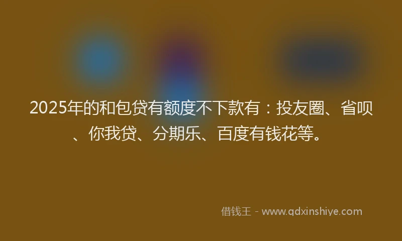 2025年的和包贷有额度不下款有：投友圈、省呗、你我贷、分期乐、百度有钱花等。