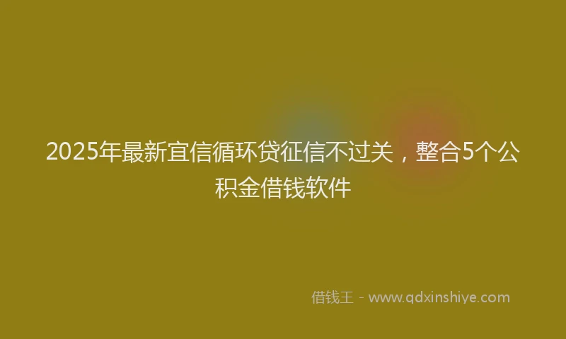 2025年最新宜信循环贷征信不过关，整合5个公积金借钱软件