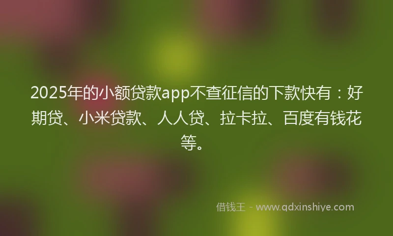 2025年的小额贷款app不查征信的下款快有：好期贷、小米贷款、人人贷、拉卡拉、百度有钱花等。