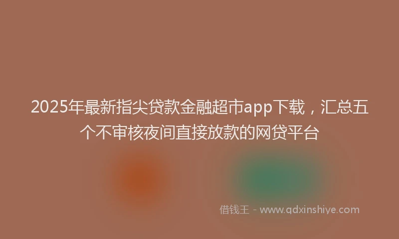 2025年最新指尖贷款金融超市app下载，汇总五个不审核夜间直接放款的网贷平台