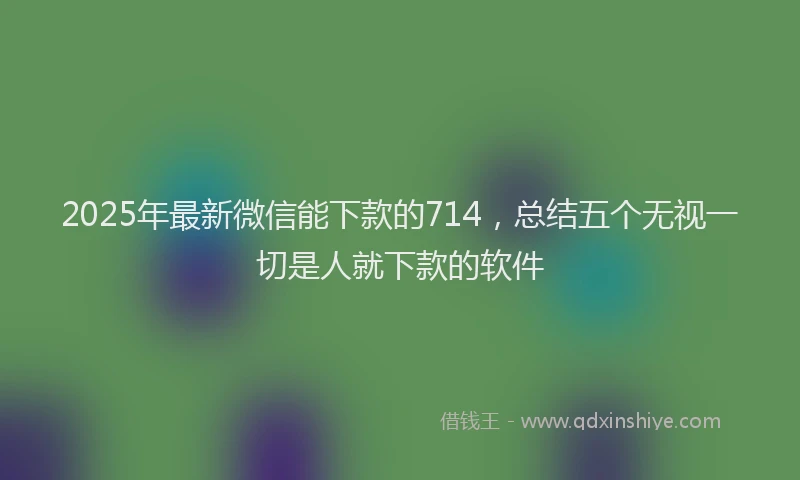 2025年最新微信能下款的714，总结五个无视一切是人就下款的软件