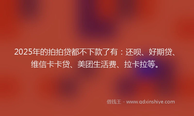 2025年的拍拍贷都不下款了有：还呗、好期贷、维信卡卡贷、美团生活费、拉卡拉等。